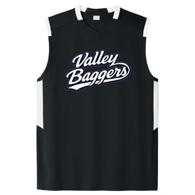 Unisex Drifit Colorblock Sleeveless V-Neck Tee - Valley Baggers Script Thumbnail