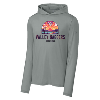 Unisex Richardson Drifit Long Sleeve Hoodie - Valley Baggers Sunset Thumbnail