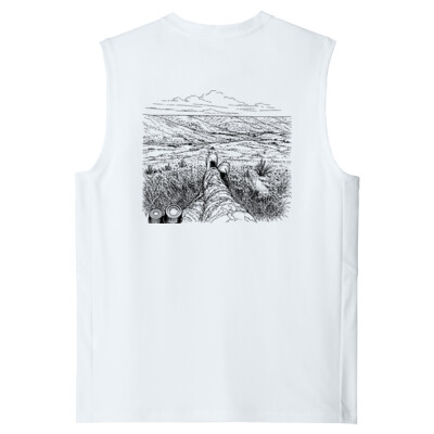 Unisex Drifit Colorblock Sleeveless V-Neck Tee - Cade with Nature Silhouette Thumbnail