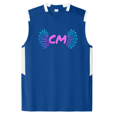 Unisex Drifit Colorblock Sleeveless V-Neck Tee - CM Neon Logo Thumbnail