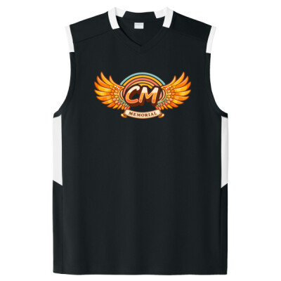 Unisex Drifit Colorblock Sleeveless V-Neck Tee - CM Retro Logo Thumbnail