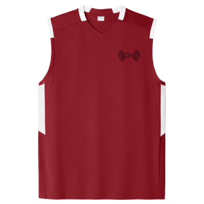Unisex Drifit Colorblock Sleeveless V-Neck Tee - CM Outline Logo Black Thumbnail