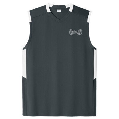 Unisex Drifit Colorblock Sleeveless V-Neck Tee - CM Outline Logo White Thumbnail