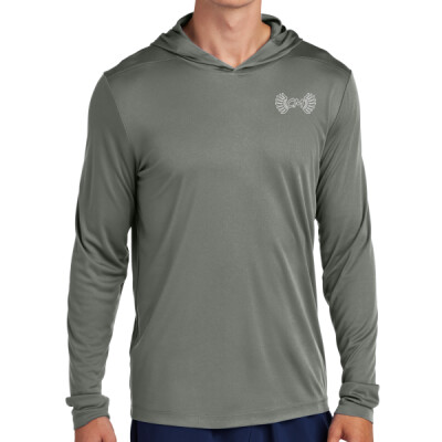 Unisex Drifit Long Sleeve Hooded Tee - CM Outline Logo White Thumbnail