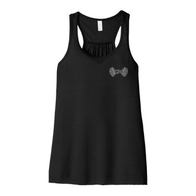 Ladies Flowy Racerback Tank - CM Outline Logo White Thumbnail