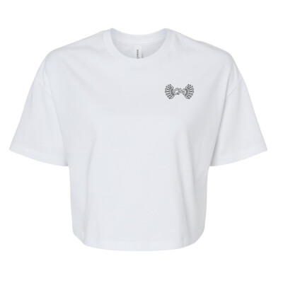 Ladies Jersey Crop Tee - CM Outline Logo Black Thumbnail
