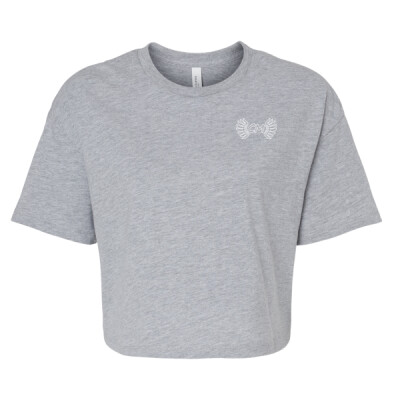 Ladies Jersey Crop Tee - CM Outline Logo White Thumbnail