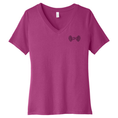 Ladies Relaxed Jersey V-Neck Tee - CM Outline Logo Black Thumbnail