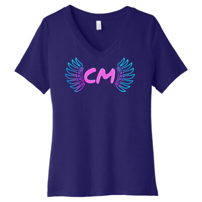 Ladies Relaxed Jersey V-Neck Tee - CM Neon Logo Thumbnail