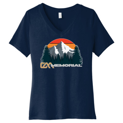 Ladies Relaxed Jersey V-Neck Tee - Retro Mountain Thumbnail