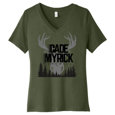 Ladies Relaxed Jersey V-Neck Tee - Deer Head Thumbnail