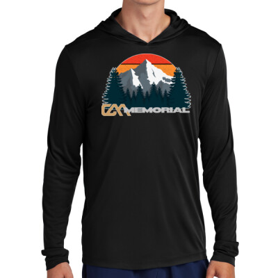 Unisex Drifit Long Sleeve Hooded Tee - Retro Mountain Thumbnail
